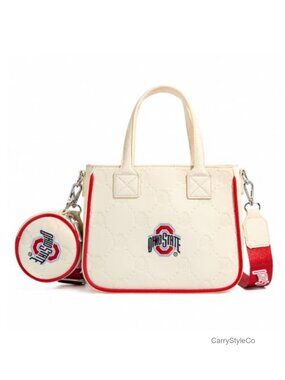 NCAA Crossbody Tote Bag PU Leather Detachable Coin Purse